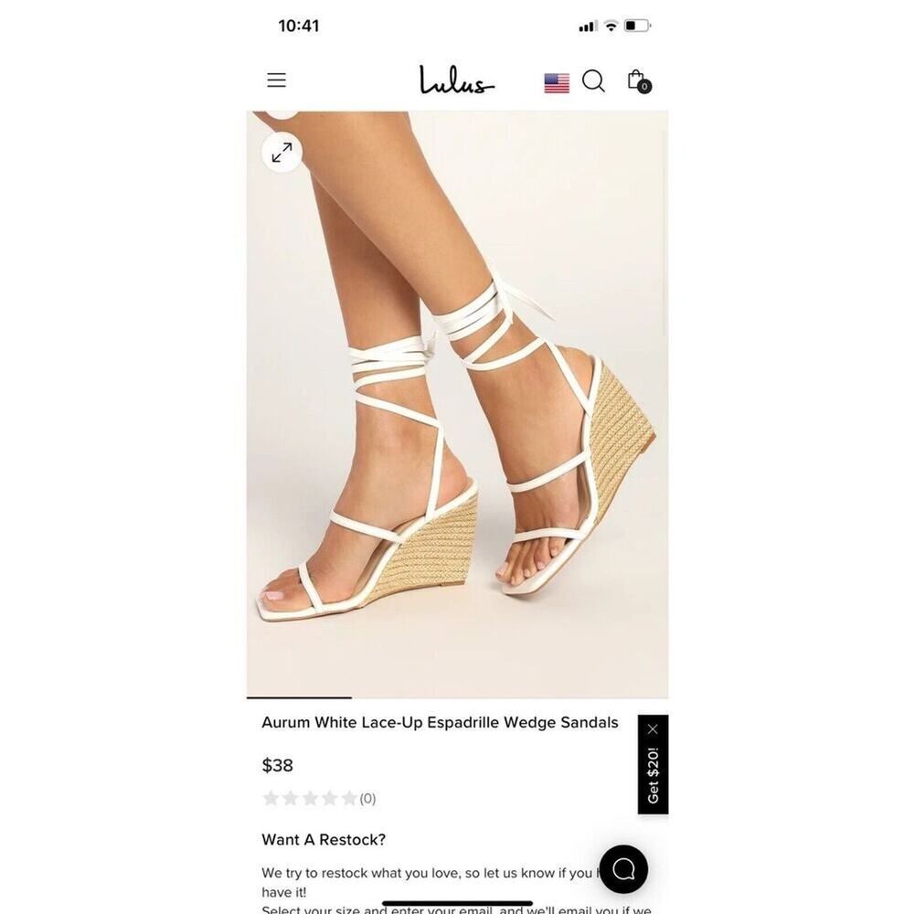 So Me Espadrille Wedges Sandals Womens 10 White Strappy Heels